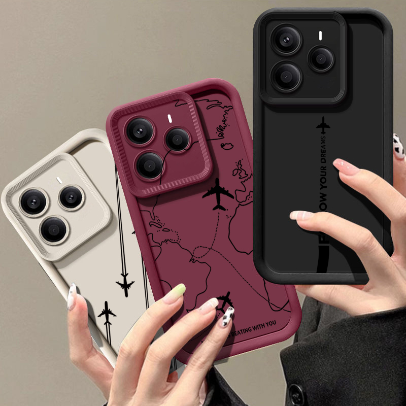 Xiaomi Redmi Note 13 - Uçak Rota Desenli TPU Telefon Kılıfı